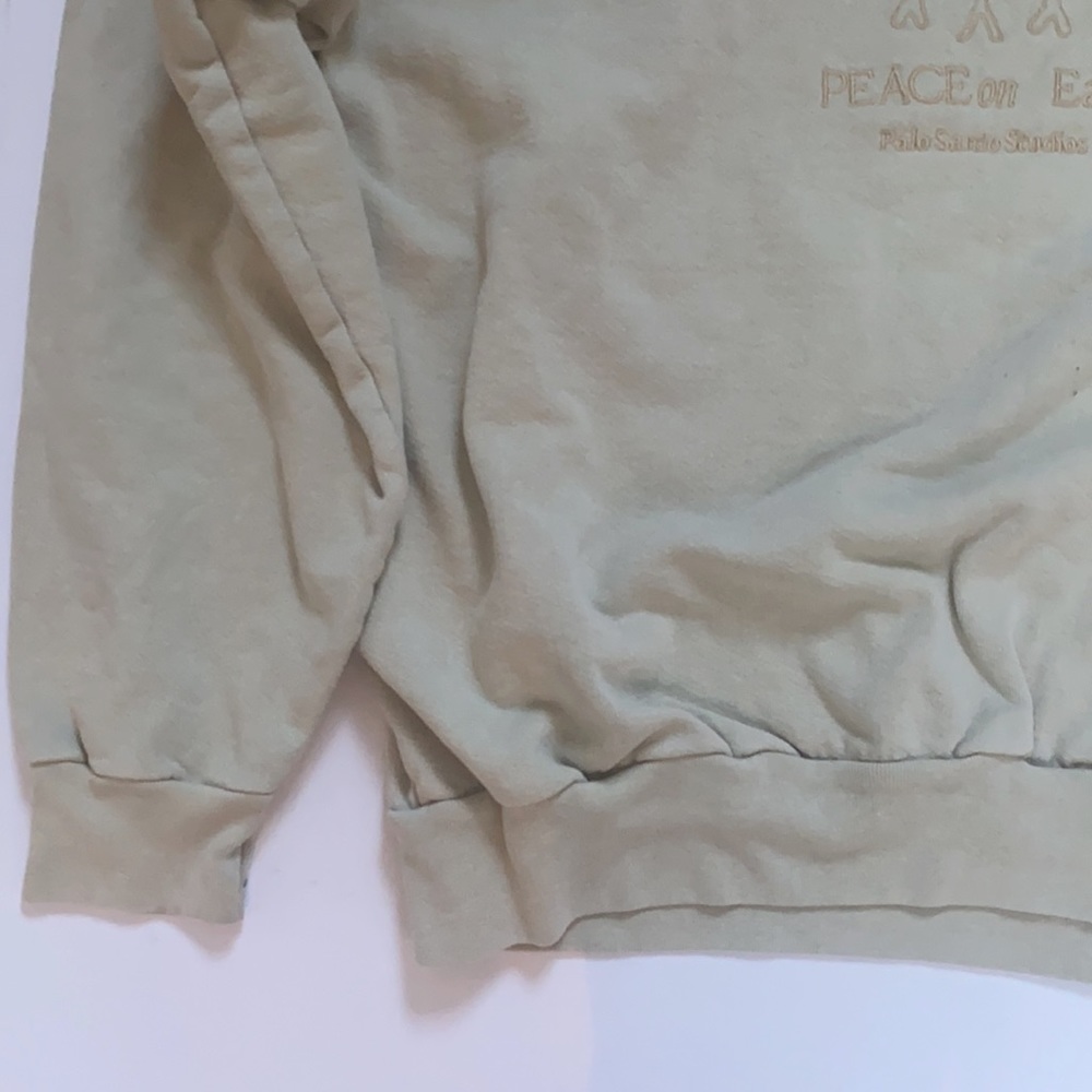 Palo santos studios sand sweatshirt large women’s oversized peace on earth - Picture 4 of 6